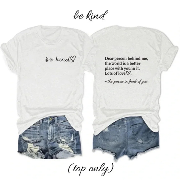 Dear Person Behind ME T Shirt, Be Kind Shirt Women’s Casual Tee Size Large NWT - Picture 2 of 12